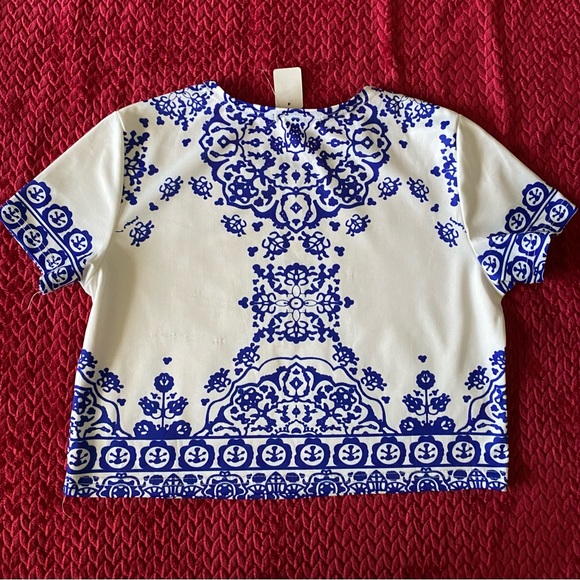 Urban Mix Women porcelain pattern Cropped T shirt Retro Tribal short sleeve crop - Picture 6 of 7